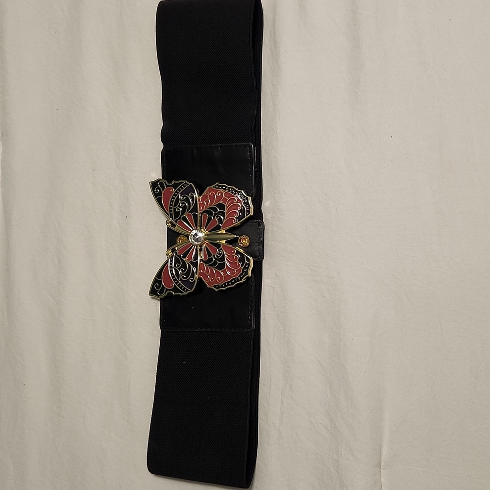 High-waisted black butterfly belt